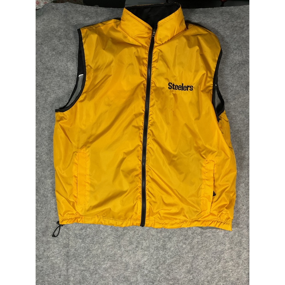 NFL Pittsburgh Steelers Reversible Vest Men's XL Fleece Black Yellow - Picture 4 of 5